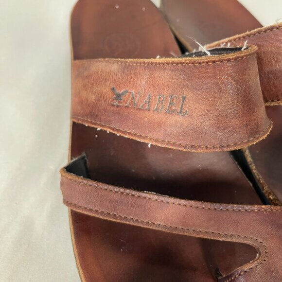 Genuine Leather Slide Sandals Mens Size 10.5/11 Brown Slip-On Made in Palestine - Picture 4 of 10